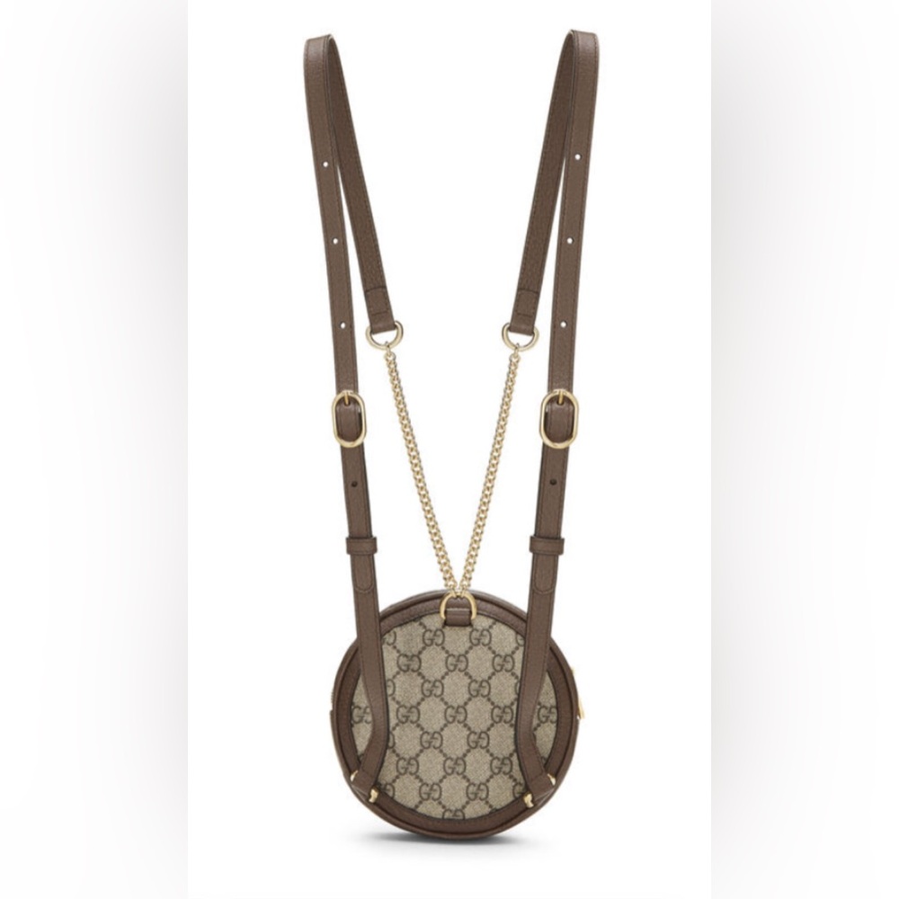 NEW!✨GUCCI✨GG GUCCISSIMA SUPREME & LEATHER ROUND BACKPACK SHOULDER CROSSBODY BAG - Picture 7 of 15